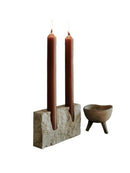 Minimalist Travertine Candlestick | Stone Taper Candle Holder