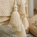 Super Soft Knit Blanket with Tassels | Cosy Throw for Bed, Sofa, Travel & Home