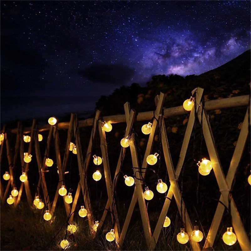 50 or 100 Crackle Effect Ball String Lights | Solar, Outdoor, Waterproof