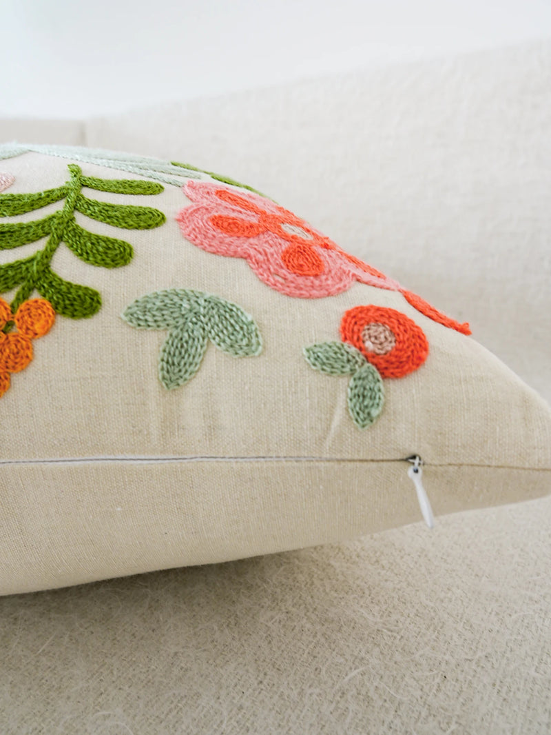 Colorful Flower Exquisite Embroidery Cushion Throw Pillow Cover – Cushion Cover Without Insert