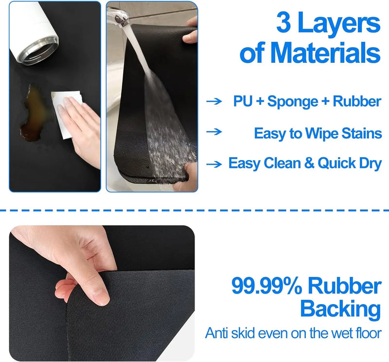 Large Kitchen Super Absorbent Mat - Quick Dry Draining Mat for Kitchen & Bathroom