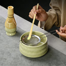 Japanese Matcha Tea Ceremony Set | Natural Bamboo Whisk & Pottery Bowl