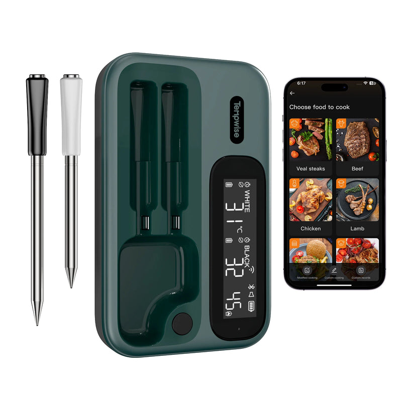 Wireless Meat Thermometer – 5G WiFi & Bluetooth BBQ Thermometer with Dual Probes, Smart App Control