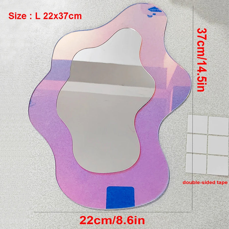 3D Colorful Acrylic Decorative Mirror, Irregular Makeup Desk Mirror for Home and Office Décor
