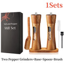 Premium Wooden Salt and Pepper Grinder Set with Base