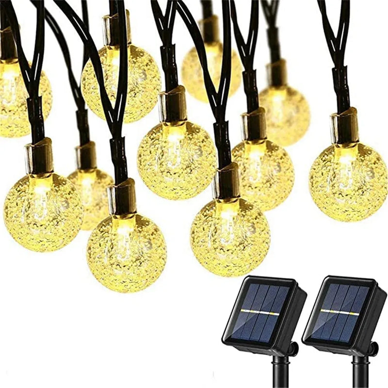 50 or 100 Crackle Effect Ball String Lights | Solar, Outdoor, Waterproof