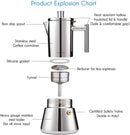 Stainless Steel Espresso Maker | Stovetop Moka Pot