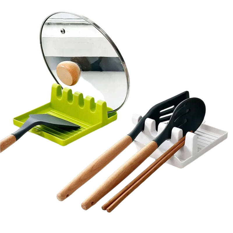 Kitchen Spatula Rack Pot Lid Rack Shelves Countertop Soup Spoon Holder