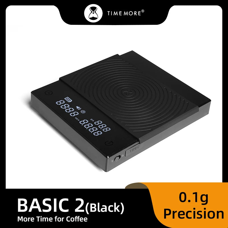 Black Mirror Basic+2 Digital Coffee Scale – Mini Kitchen Scale with Timer & USB Charging