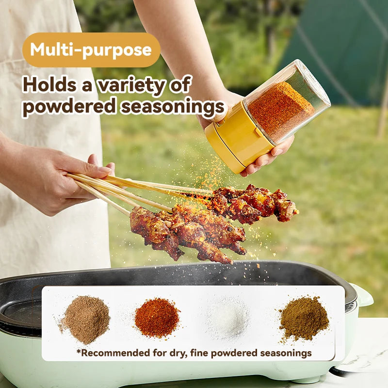 180ml Glass Quantitative Seasoning Jar, Press-Type Salt Control Bottle, Kitchen Household Seasoning