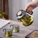 Glass Teapot with Walnut Lid – 620ml Hand-Blown Tea Set