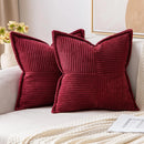 Corduroy Boho Striped 18x18 Inch Cushion Cover for Sofa, Couch or Bedroom