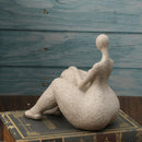 Handmade Sandstone Resin Sitting Female Statue
