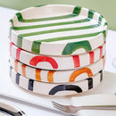 Bright and Bold Raised Edge Ceramic Plate  |  Abstract Lines, Hand Painted