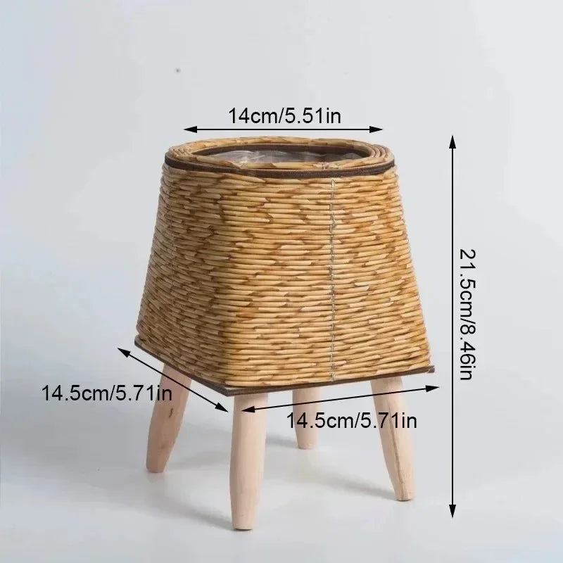 Vintage Handmade Rattan Flower Pot Basket – Home and Garden Décor