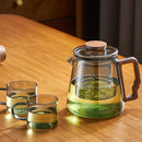 Glass Teapot with Walnut Lid – 620ml Hand-Blown Tea Set