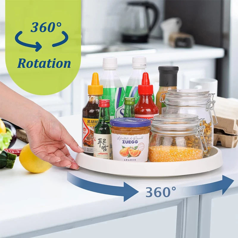 360° Rotating Storage Shelf – Non-Slip Organizer Tray for Kitchen & Bathroom - Lazy Susan