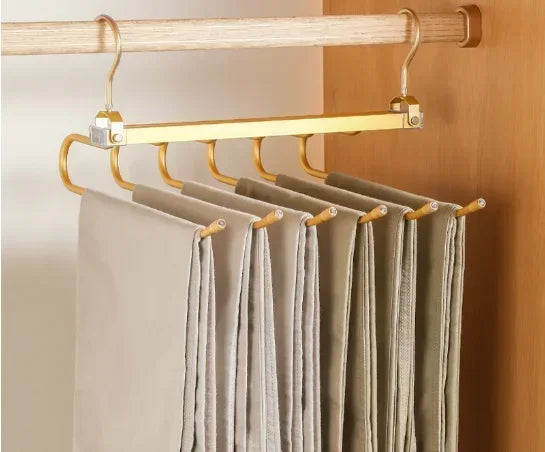Multi-Function Magic Pants Hanger – 6-in-1 Rotatable Folding Aluminum Alloy Organizer