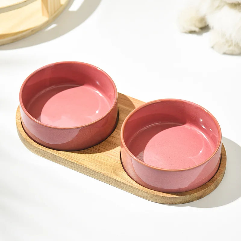 Ceramic Pet Food and Water Bowl Set