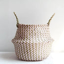 Handmade Collapsible Wicker and Straw Storage Basket – Versatile Laundry or Flower Basket