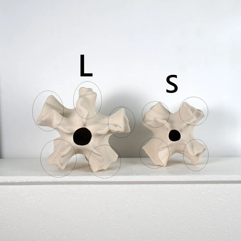 Ceramic Coral Vase – Beige Matte Flower Vase for Pampas Grass & Living Room Decoration