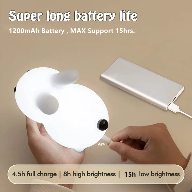 LED Rabbit Night Light – Remote-Controlled Dimmable Silicone Bunny Lamp