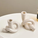Decorative Ceramic Candlestick Holder - Modern Candle Holder for Table Decor, Weddings & Christmas