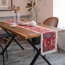 Jacquard Cotton & Linen Tassel Table Runner – Perfect for Holiday Gatherings and Home Decor