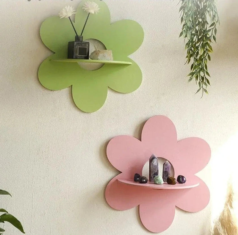 Flower Shape Wooden Wall Storage Holder