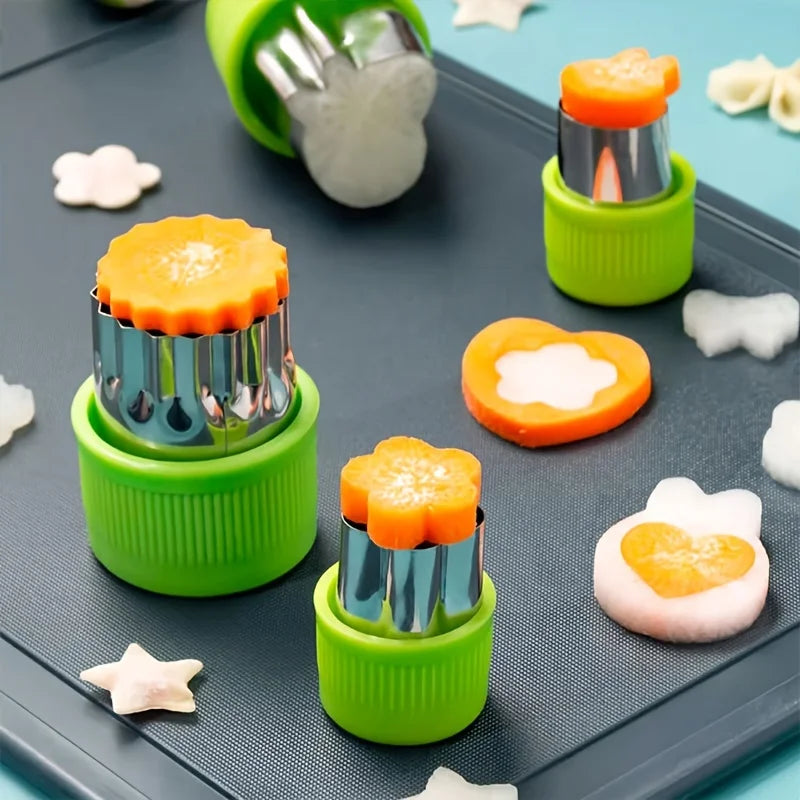 9PCS Stainless Steel Cookie and Vegetable Cutting Set - Mini Fruit and Cookie Molds for Kids' Baking