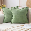 Corduroy Boho Striped 18x18 Inch Cushion Cover for Sofa, Couch or Bedroom