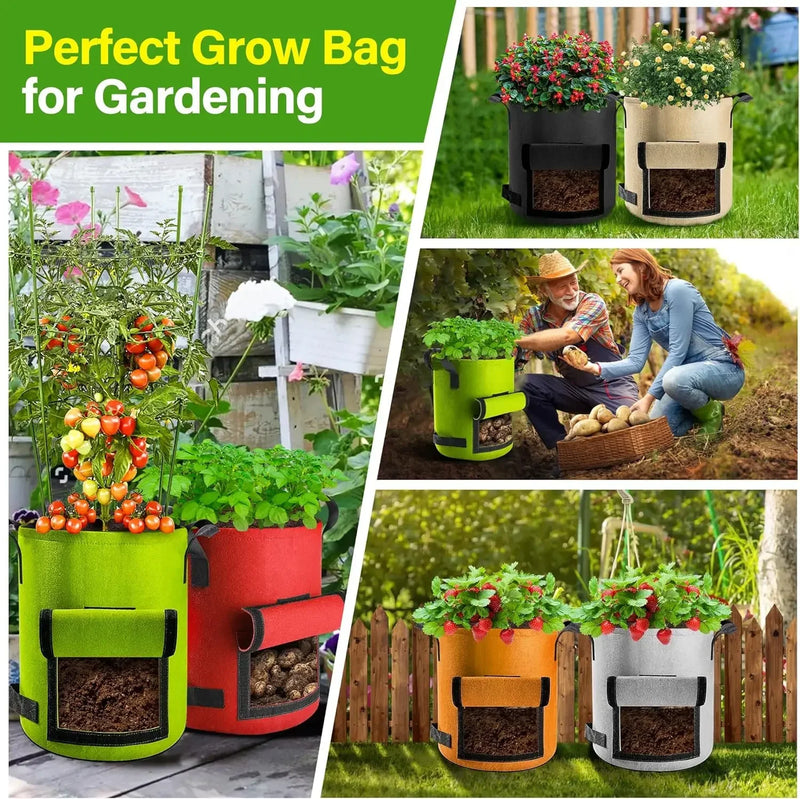 5/10 Gallon Nonwoven Fabric Grow Bags – Durable & Breathable Felt Plant Pots for Vegetables