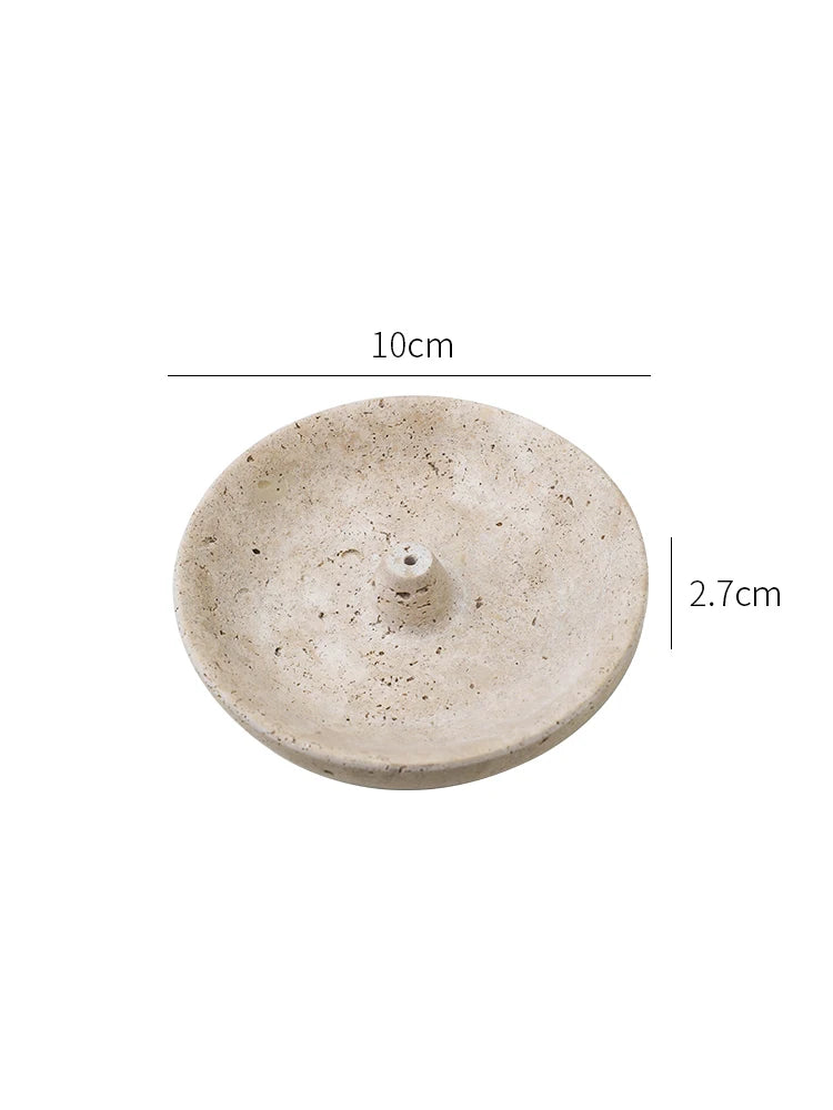 Vintage Travertine Incense Stick Holder – Natural Marble Incense Burner and Ash Catcher