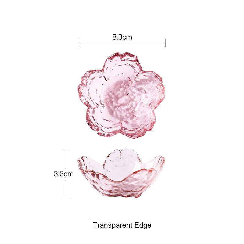 3pcs Cherry Blossom Sauce Dishes – Elegant Glass Bowls with Gold Inlay