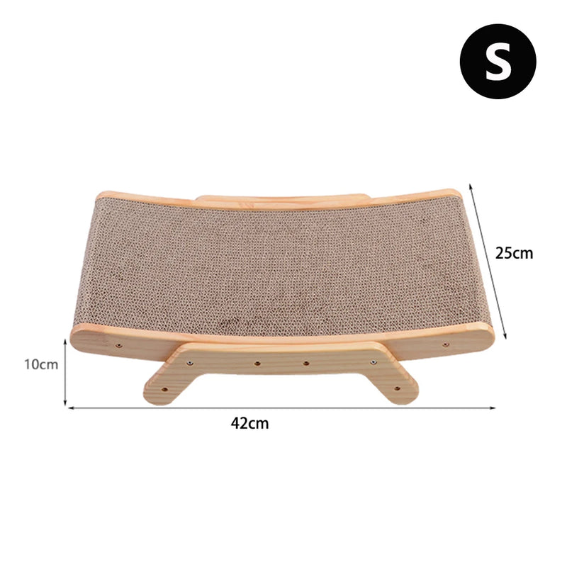5-in-1 Cat Scratcher with Wooden Frame – Reversible Cardboard Lounger & Activity Center