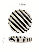 Bright and Bold Raised Edge Ceramic Plate  |  Abstract Lines, Hand Painted
