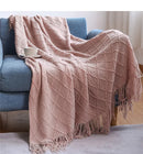 Knitted Throw Blanket with Tassels – Soft and Stylish Nordic Home Décor