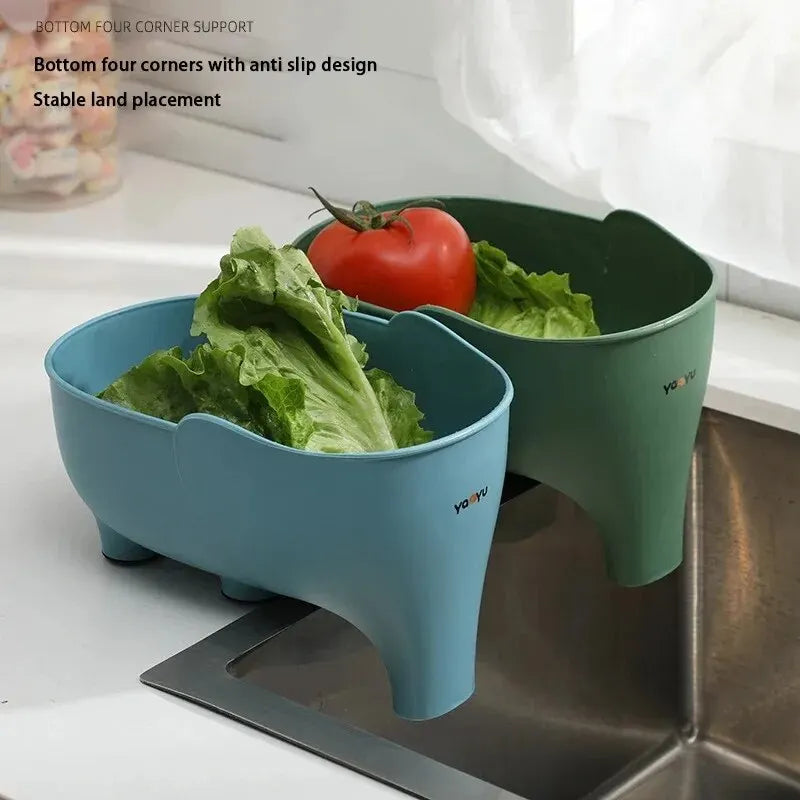 Elephant Drain Basket - Multi-purpose Kitchen Storage and Drain Basket for Fruits and Vegetables