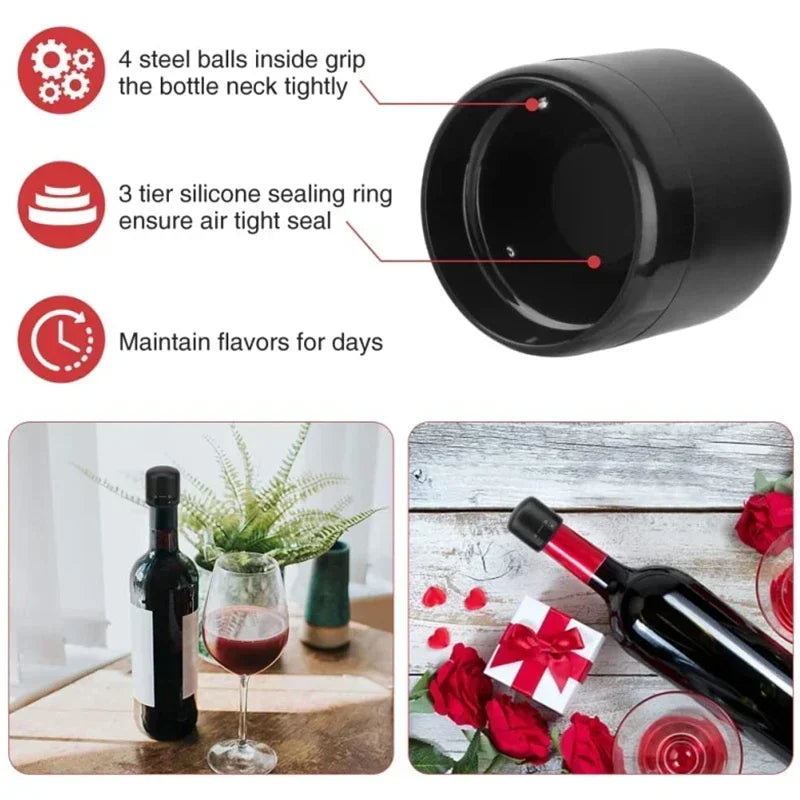 Vacuum Wine Bottle Stopper – Reusable Silicone Sealing Champagne Cork for Wine Preservation