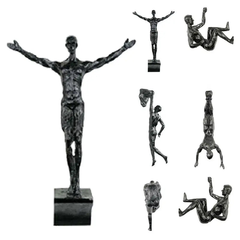 Abseiling Rock Climbing People Resin Wall Art – 3D Climber Sculpture Decor
