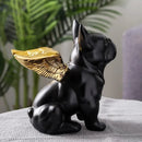 Black and Gold Ceramic Bulldog Statue – Modern Resin Dog Decor for Living Room or Office