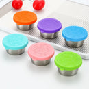 Set of 6 Reusable Salad Dressing Containers | Leakproof Silicone Lids