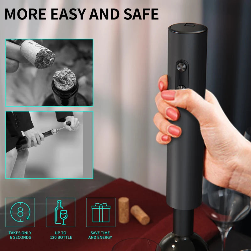 Electric Wine Opener Set – Automatic Corkscrew with Aerator Pourer and Foil Cutter