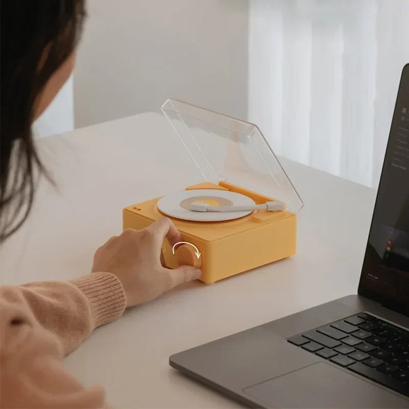 Retro Vinyl Wireless Bluetooth Speaker with Alarm Clock – Portable High-Quality Smart Stereo