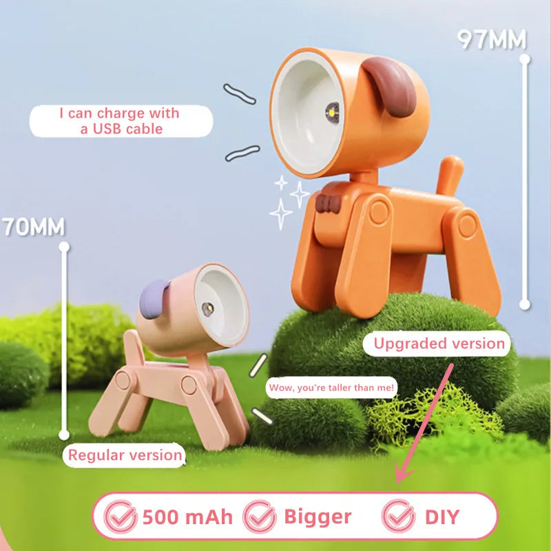 Mini USB Rechargeable Puppy  and Deer Night Light | Bedroom Novelty Table Lamp for Kids