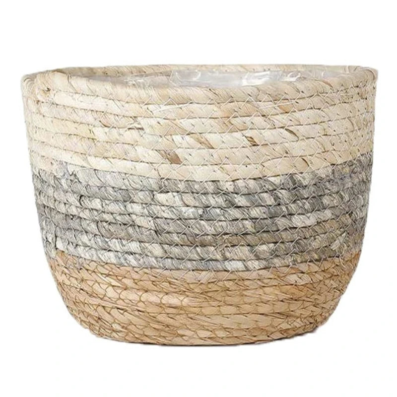 Straw Woven Flower Basket – Grass Planter Pot for Indoor & Outdoor Plant Decor