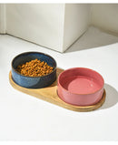 Ceramic Pet Food and Water Bowl Set