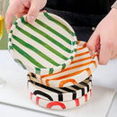 Bright and Bold Raised Edge Ceramic Plate  |  Abstract Lines, Hand Painted