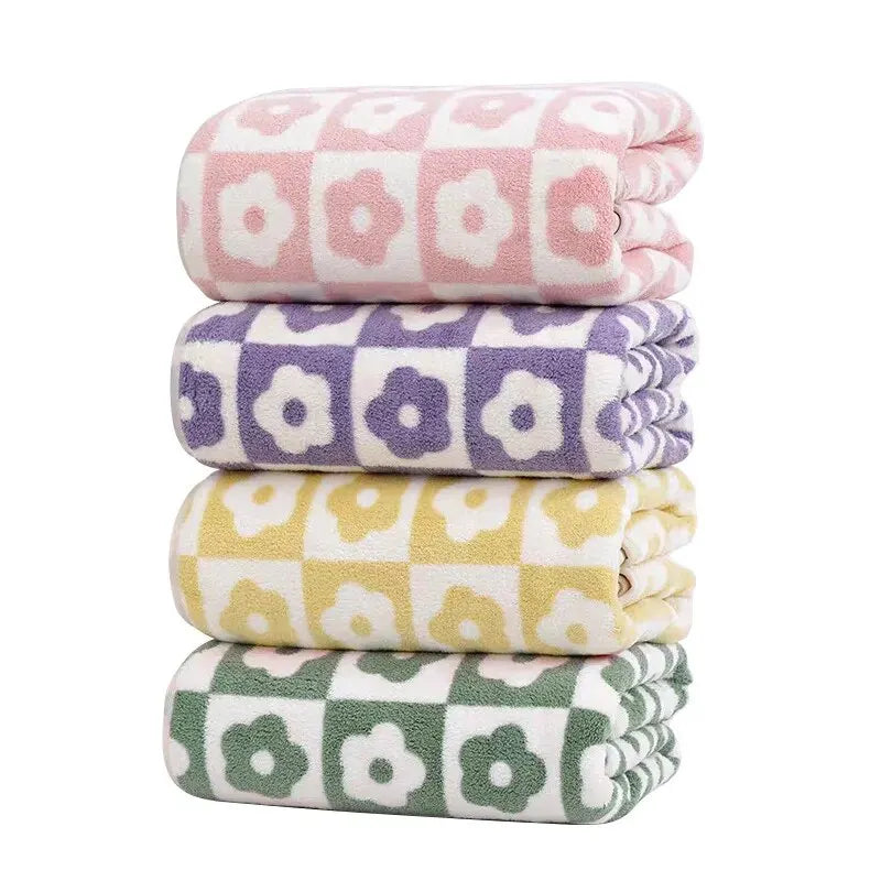 35x75cm Coral Velvet Flower Pattern Face Towel