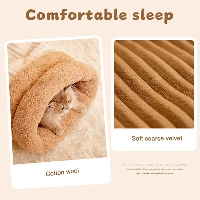 Warm & Cozy Cat Winter Sleeping Bag – Semi-Enclosed Pet Bed for Ultimate Comfort